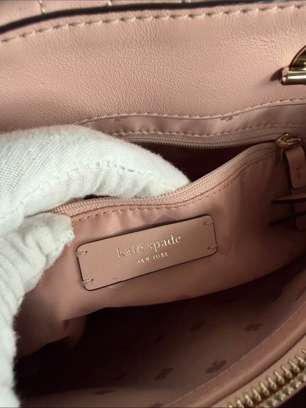 KATE ♠️ SPADE LEATHER Pink Quilted Chain-Handle BAG - Picture 11 of 17